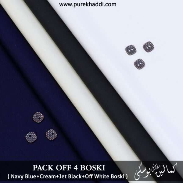 PACK OF 4 BOSKI ( Jet Black  +Navy Blue Boski +Cream+Off White )