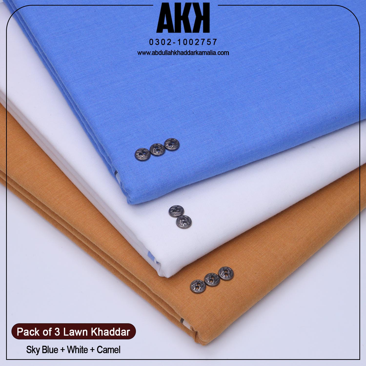 PACK OF 3 SUIT (Super White+Sky Blue+Camel)