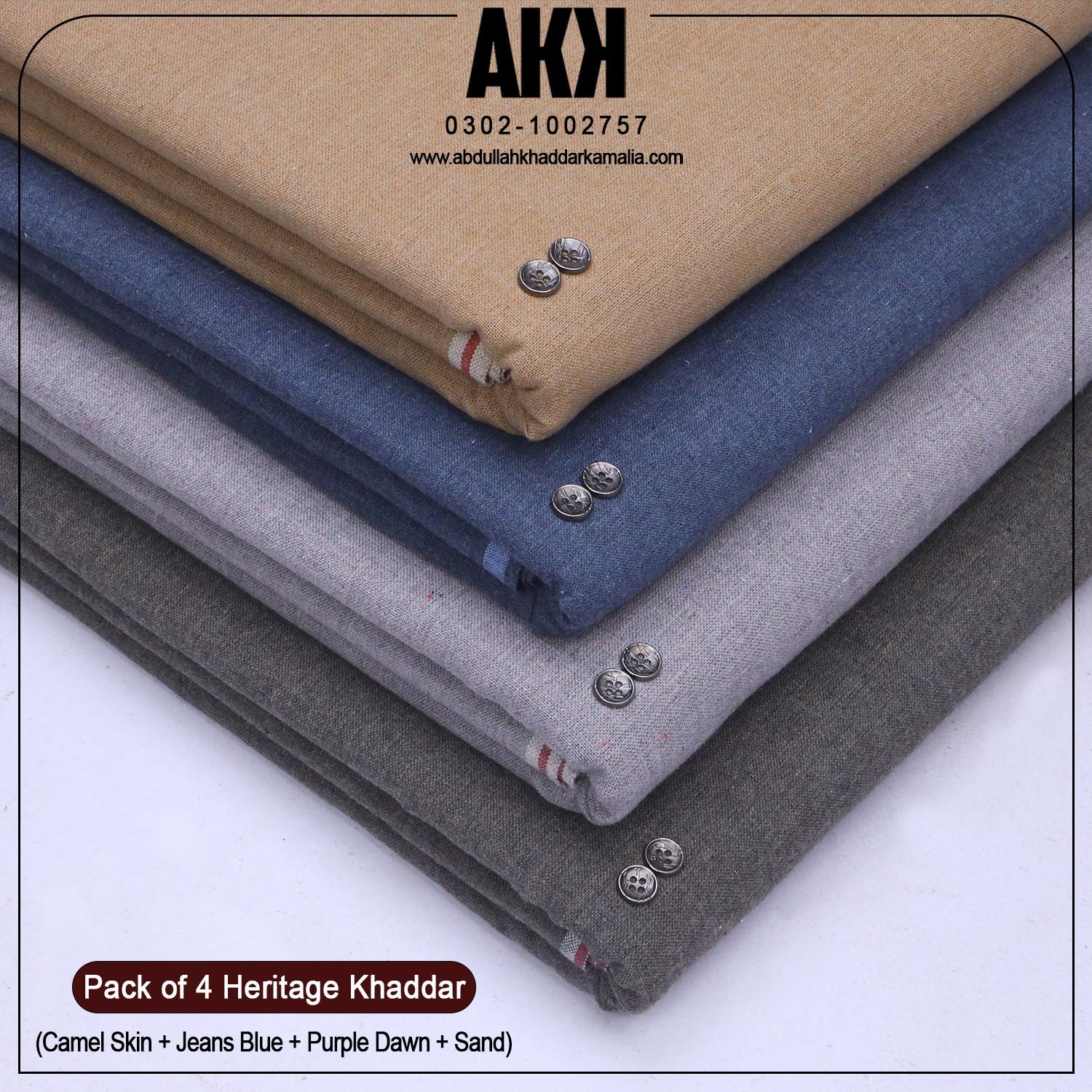 PACK OF 4( Camel Skin+Sand+Jeans Blue+Purple Dawn)