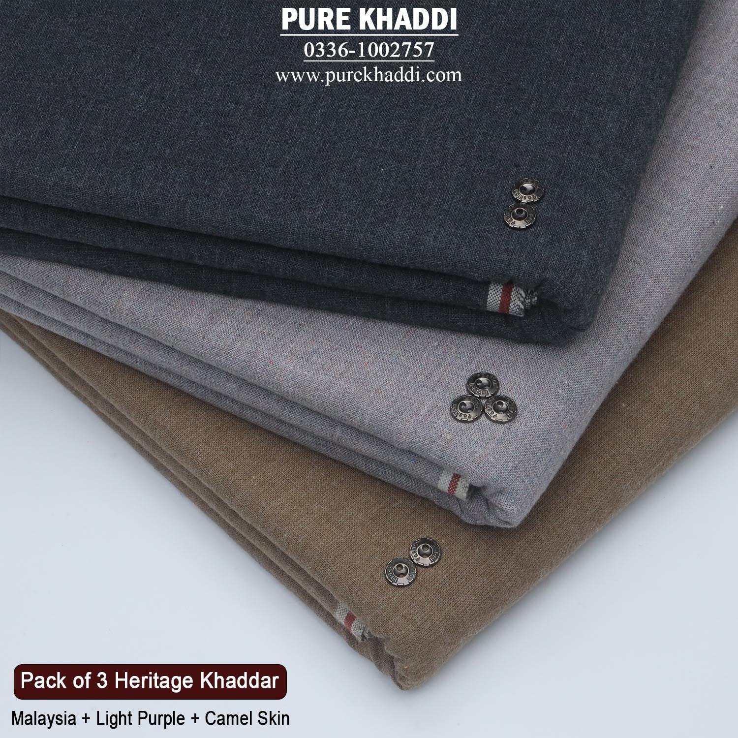 PACK OF 3(Malaysia+Light Purple+Camel Skin)