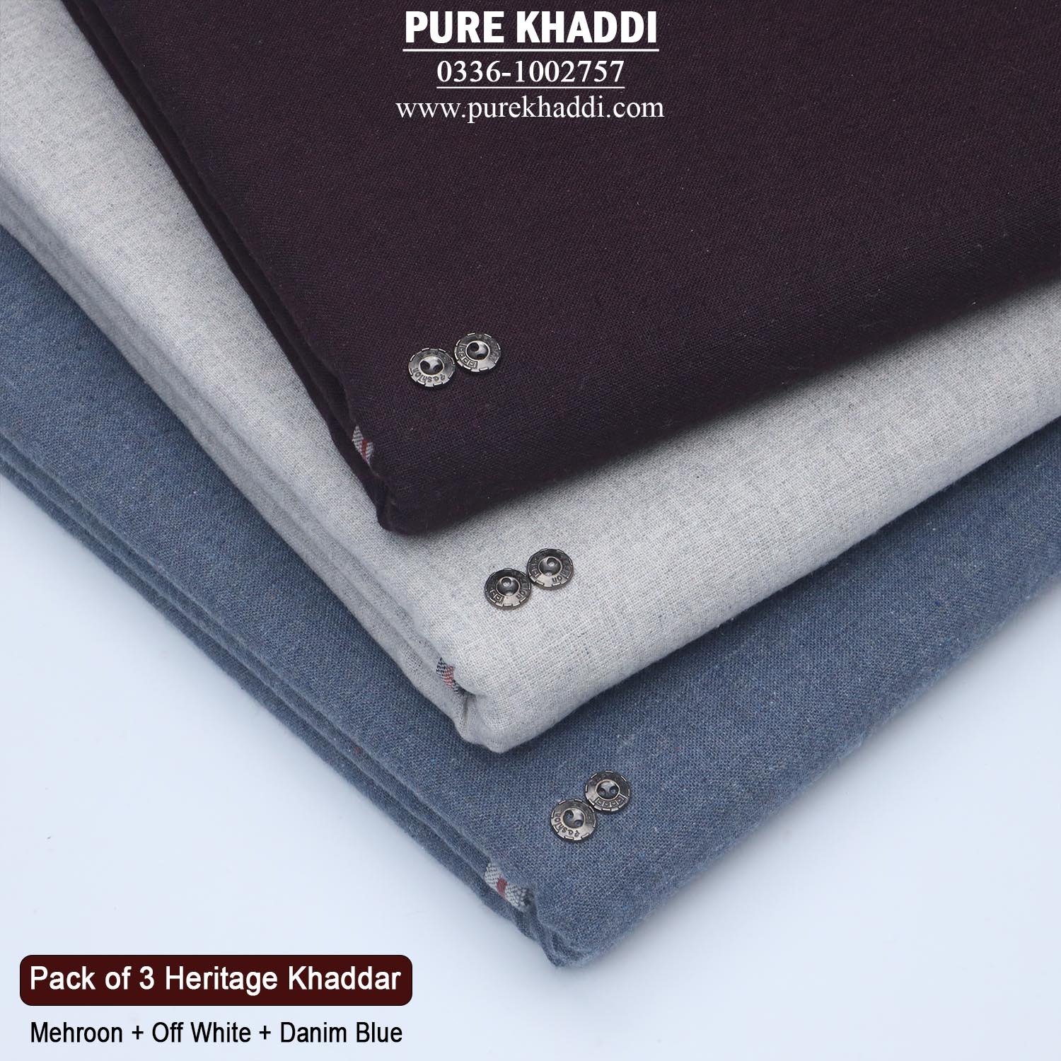 PACK OF 3(Mehroon+Off White+Danim Blue)